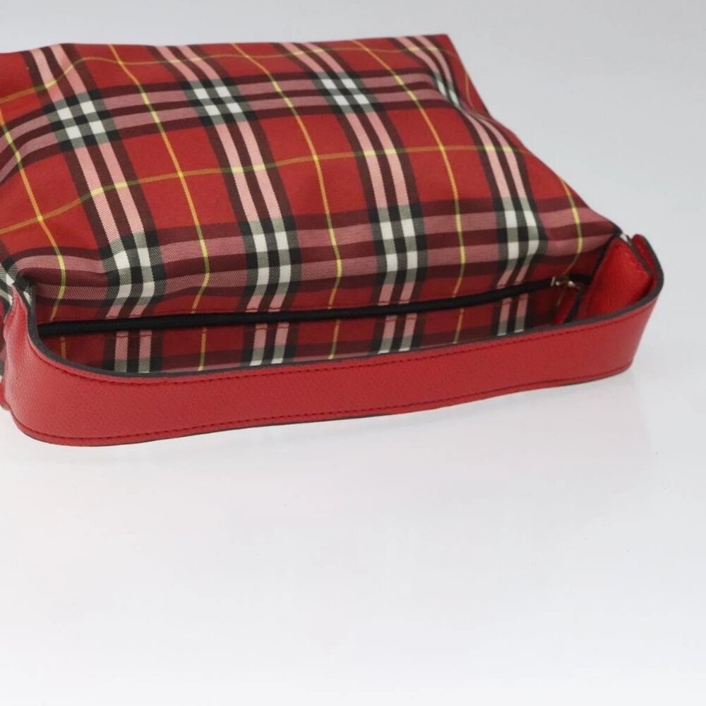 BURBERRY Nova Check Hand Bag Nylon Red Auth 110324 - Picture 8 of 14